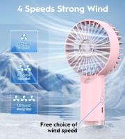 Hermoso ventilador portátil con spray de agua - mini ventilador turbo USB recargable, 3 velocidades ajustables, función de enfriamiento por niebla, ligero, silencioso para viajar, oficina, al aire libre (blanco/rosa) - details 3