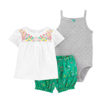 Nueva ropa de verano para niñas, pantalones cortos de manga corta, camisetas, trajes de tres piezas. - details 31