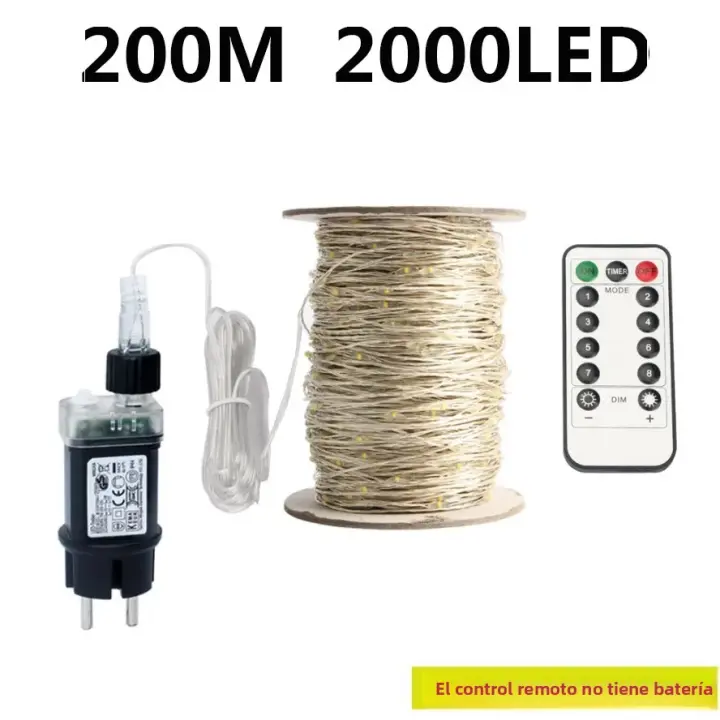 Luces De Cadena LED 50M/100M En Color Plata Para Decoración De Año Nuevo Fiesta De Navidad Arbol Terraza Cerca Con Cable De Plata - 1