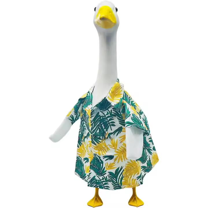Traje de ganso para luau hawaiano de verano, ropa de ganso para césped de verano para ganso de 23'' de alto, traje de ganso de plástico o cemento, ropa de ganso, disfraz de jardín, decoración exterior (Hawái) - 1