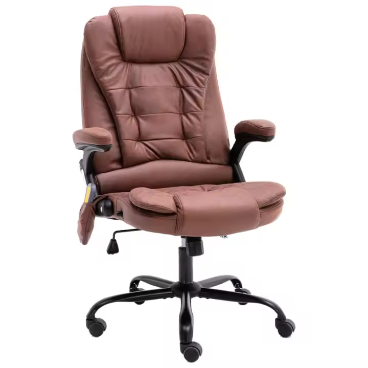 Silla de Oficina de Masaje Reclinable, Ergonómica, Color Marrón Claro - 1
