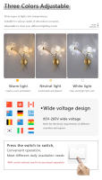 Lámpara De Pared LED Moderna En Forma De Flor Electroplateada Iluminación Para Dormitorio Estudio Comedor Sala De Estar Decoración De Fondo - details 2