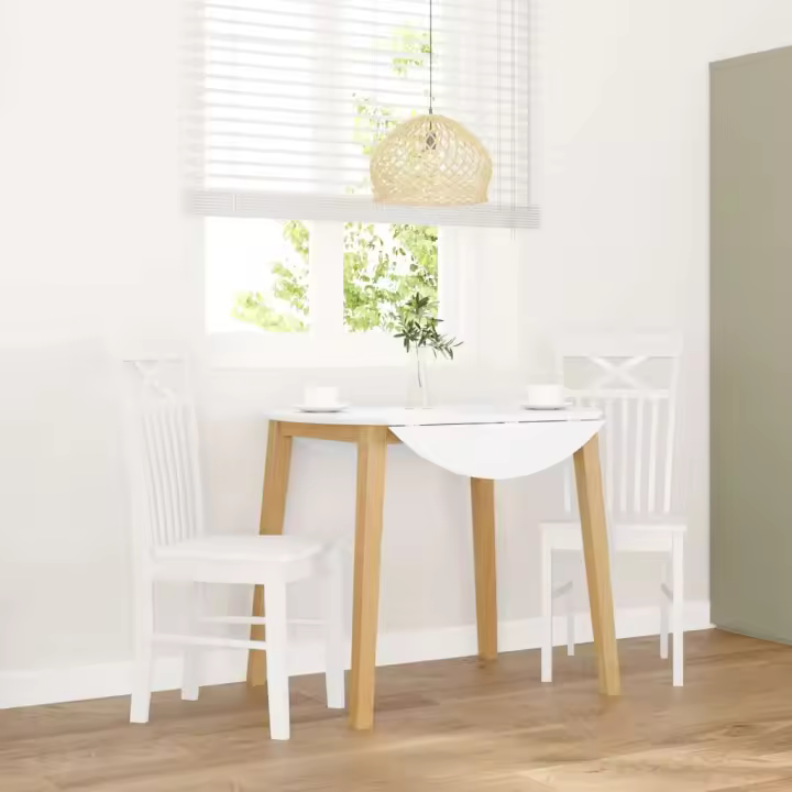 vidaXL Sillas de comedor 2 unidades madera maciza de caucho en color Blanco/blanco y natural/Blanco y marrón y más | cómodas modernas ergonómicas para comedor cocina salón hogar - 1