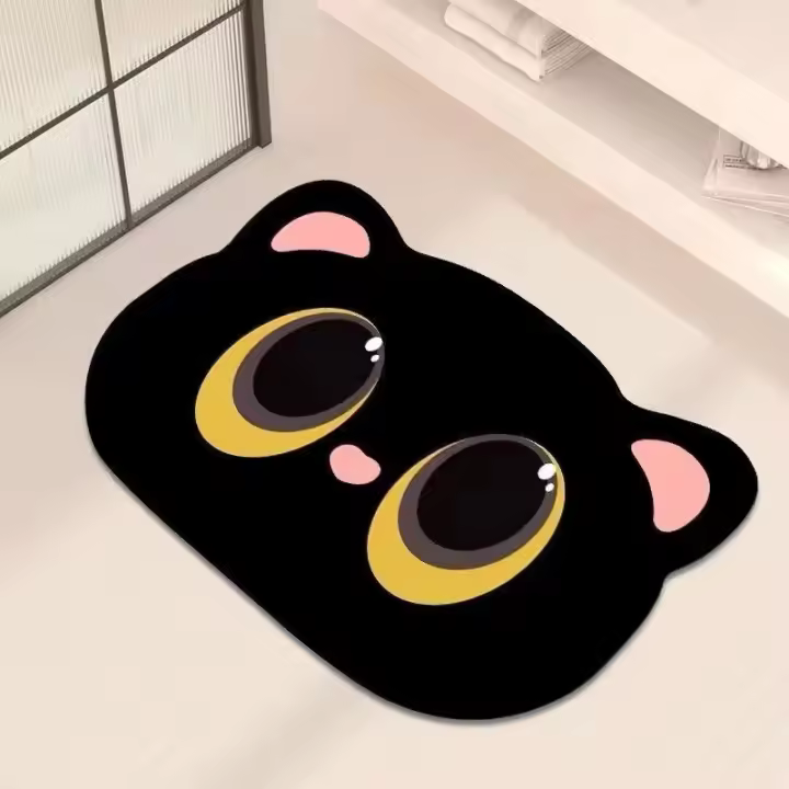 VIKAMA Alfombra De Baño Con Diseño De Gato Lindo Absorbente Y Secado Rápido No Eslipiente Y Fácil De Limpiar Para El Hogar Y El Hotel - 1