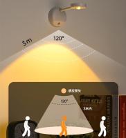 Aplique de pared LED con pilas, 3 modos de brillo, recargable, sensor de movimiento, luz nocturna, luz de pared, rotación de 360°, lámpara de cama inalámbrica montada en la pared para dormitorio - details 2
