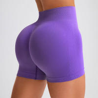Pantalones De Yoga Para Mujer Cintura Alta Transpirables Levantamiento De Glúteos Ejercicio Abdominal Shorts Sin Costuras - details 4