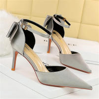 Sandalias Elegantes De Satén Para Mujer Verano Con Nudo De Mariposa Bajo Tacón 8cm 10cm Bota Larga De Boda Rojo Tinto Zapatos Bigtree - details 20