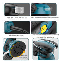 Lijadora eléctrica de 300W, pulidora Orbital aleatoria de 110V y 220V, lijadora de velocidad Variable con papel de lija de 125mm, máquina pulidora para coche, Car Polishing Machine, Máquina de lijado de velocidad variable - details 8