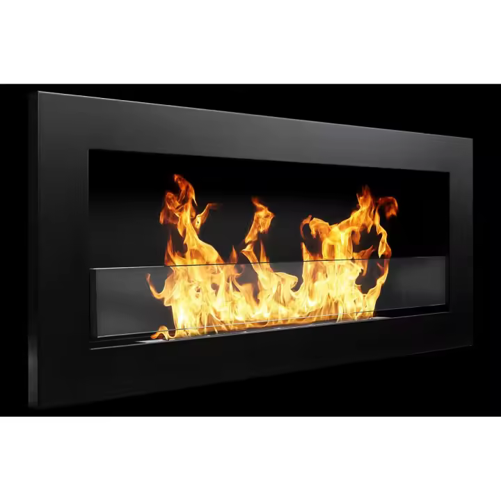 Chimenea de Bioetanol empotrada o de pared Livorno Black L 90 x P 12 x H 40 with Vidrio - 1