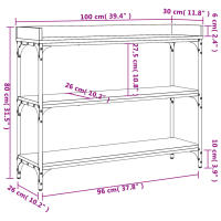 vidaXL Mesa consola con estantes roble ahumado 100x30x80 cm Mesa de sofá Mesa de Entrada para Salón Consola de Entrada Mueble Recibidor Mesita Mesa auxiliar Salon - details 6