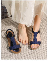Nuevos zapatos de playa de alta gama de verano, ligeros, de lujo, a la moda, con diamantes de imitación, zapatos casuales para mujer, sandalias planas con banda elástica y punta con clip - details 25