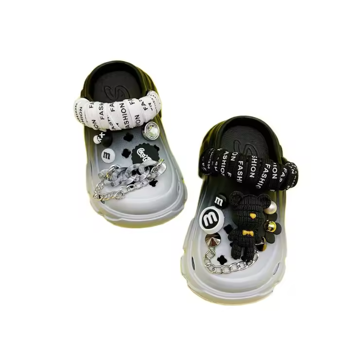Clogs Gradient De Colores Para Niños Y Niñas Con Tirantes En Blanco Y Negro Antideslizantes EVA Cómodo Para Todas Las Estaciones - 1