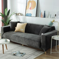 Cubierta De Sofá De Terciopelo Para Sala De Estar Color Gris Estirable Sólido Cubierta De Sofá Conjunto Funda Para Asiento Y Cojín 1PC - details 12