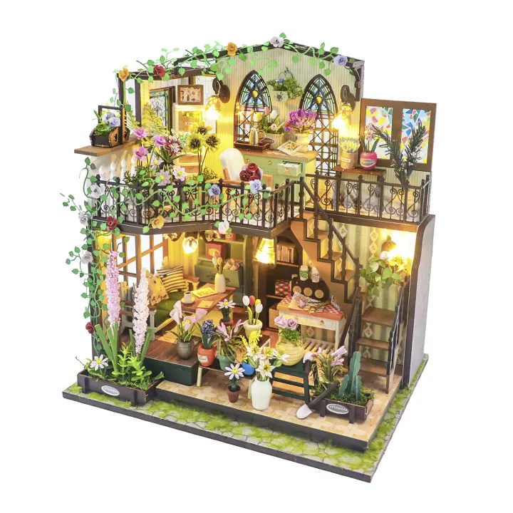 DAM. Casa de flores de Darcy. Maqueta 3D realista con gran detalle y luces led. 22x17x24cm. - 1