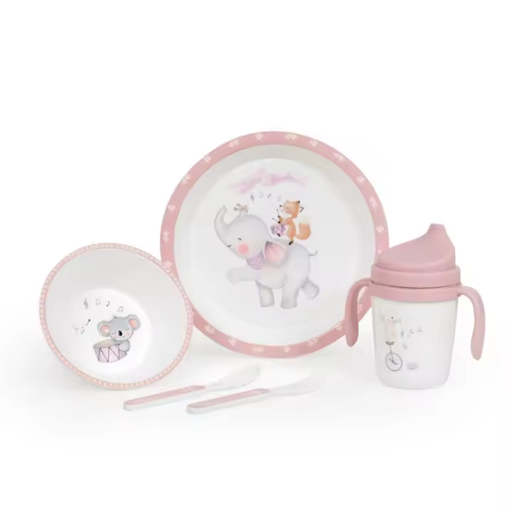 Interbaby Vajilla Bebé 5 Piezas Apta para microondas  (Music rosa ) - 1