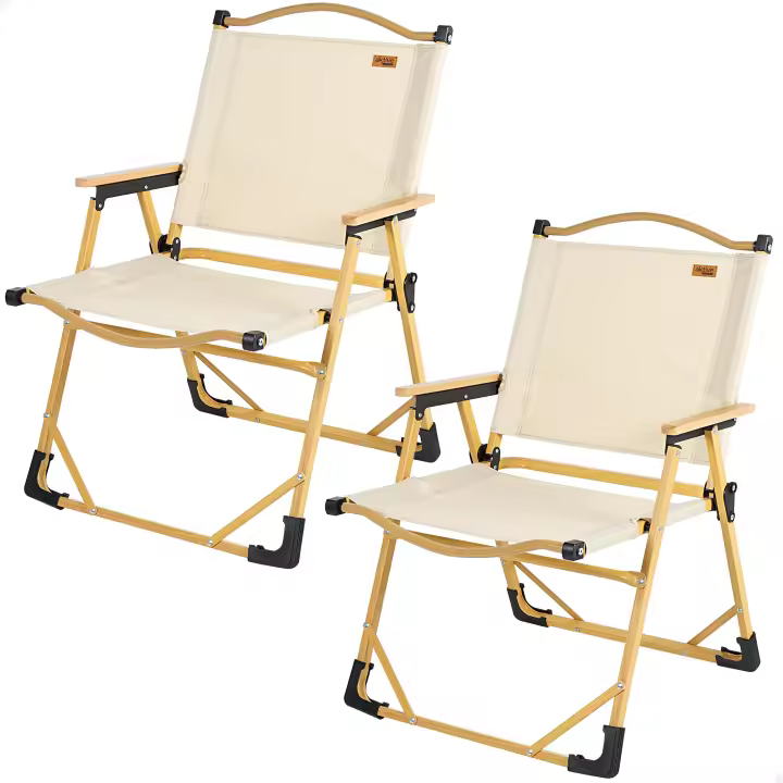 Pack 2 sillas plegables altas glamping crema aluminio Aktive - 1