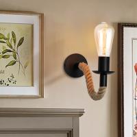 Lámpara De Pared Vintage Con Cordón De Henequén Luz De Pared Retro Nórdica Moderna Para Dormitorio Y Sala De Estar Decoración De Hogar - details 7