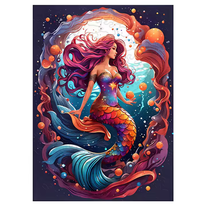 Puzzle De Madera Mermaid Irregular Y Colorido Juego Educativo Para Adultos Descomprimidor Mental En Forma De Animal - 1
