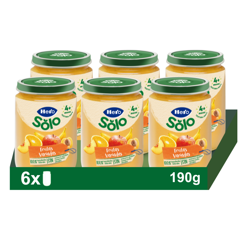 Hero Baby Pack Tarritos de Frutas Variadas. Para Bebés de a Partir de 4 meses. Pack 6x190gr