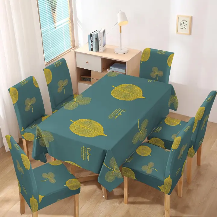 TODOBIEN STORE - Juego de Mantal y Funda de Silla, Mantel de Mesa Rectangulo 140 x 220, 6 Fundas para Silla con Elastico, 100% Poliester, Estampado Moderno. - 1