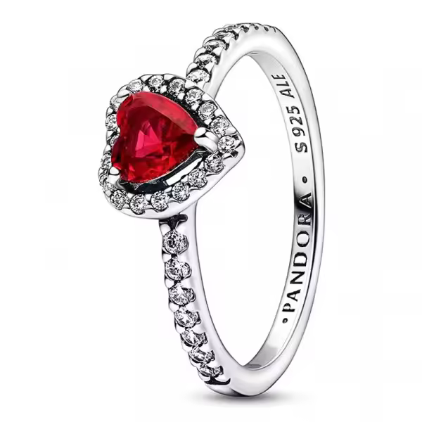 Pandora - Anillo Corazón Nivelado Rojo Brillante 198421C02 - 1