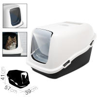 Bandeja sanitaria translúcida para puerta de inodoro de gato, cubierto de plástico arenero, Gris Oscuro grande 57X39X41cm, gris, caja cubierta, hierba gatera/cubierta de bandeja para gatos - details 1