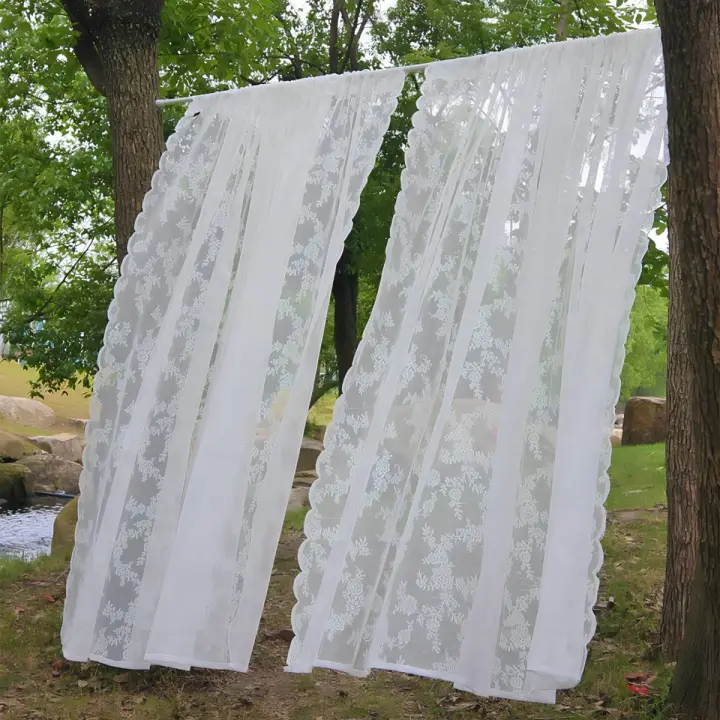 1PC Cortinas De Encaje Blanco Con Pantalla Para Ventana Decorativas Y Protectoras Para La Luz Adecuadas Para Salones Y Dormitorios - 1