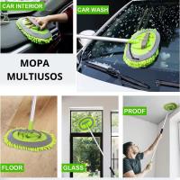 Cepillo de lavado de coche con mango largo, Mopa ,Fregona multiusos 2 en 1 microfibra chenilla, Guante de limpieza ,trapeador para coche ,polvo ,cristales ,con palo telescopico - details 2