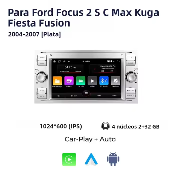MEKEDE Radio Para Coche Ford Mondeo S-max Focus C-MAX Galaxy Fiesta Transit Fusion Estéreo Multimedia Con Sistema Inteligente Android 7' Touchscreen 2G RAM Soporte WiFi Y Control Del Volante - 1