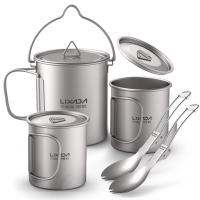 Set De Utensilios De Cocina De Titanio Lixada 750ml Olla 350ml Taza Con Tapa Mango Plegable Cuchara Plegable Para Camping - details 18