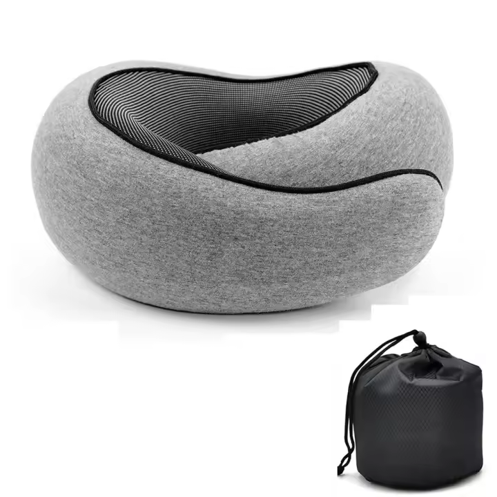 Cojín DE VIAJE PARA EL Cuello en forma de U de Memoria Espuma de Descanso PARA EL Cuello Estilo Caracol Portátil Ajustable para Media Siesta - 1