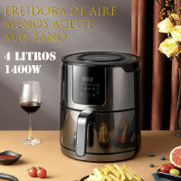Freidora sin Aceite 4L - freidora de aire caliente con 1400W - Freidora de aire negra, Carcasa Con Acero Inoxidable, - 8 Modos air fryer - pantalla LED táctil - cesta antiadherente, temporizador, Inox, Just Perfecto - details 0