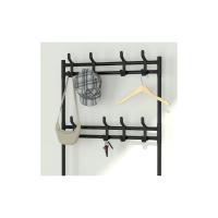 Zapatero de 5 pisos con colgadores 2 en 1, estantería fácil instalación estructura metal medidas 173 x 60 x 26 cm color blanco y negro mueble de recibidor - details 2