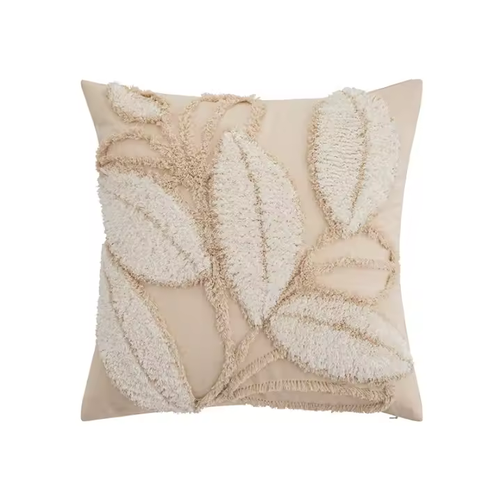 Funda De Cojín Cuadrada De 45x45cm Estilo Mori Con Patrón De Hojas Decoración Para Sofa Y Sala De Estar Algodón 100% Tapizado - 1