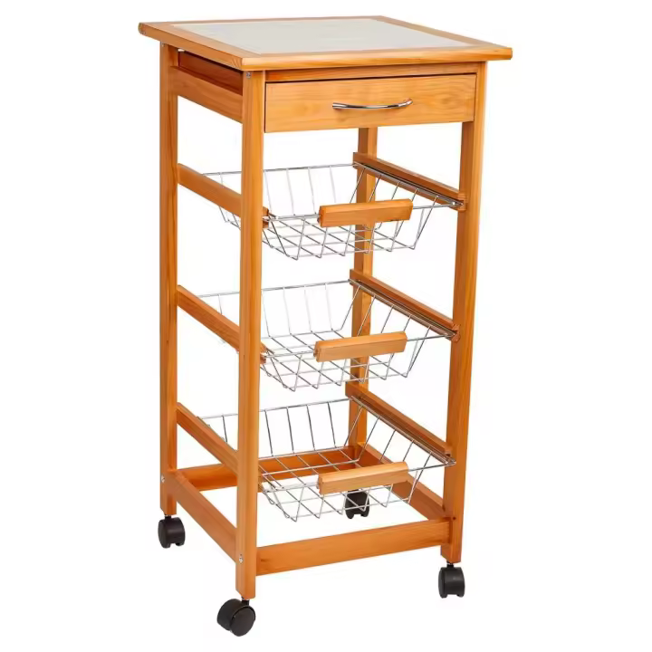 WANDERLUST DECO Carro de Cocina de Madera 37x37x76h Cm - Espacio de Almacenamiento - Diseño Resistente - 1