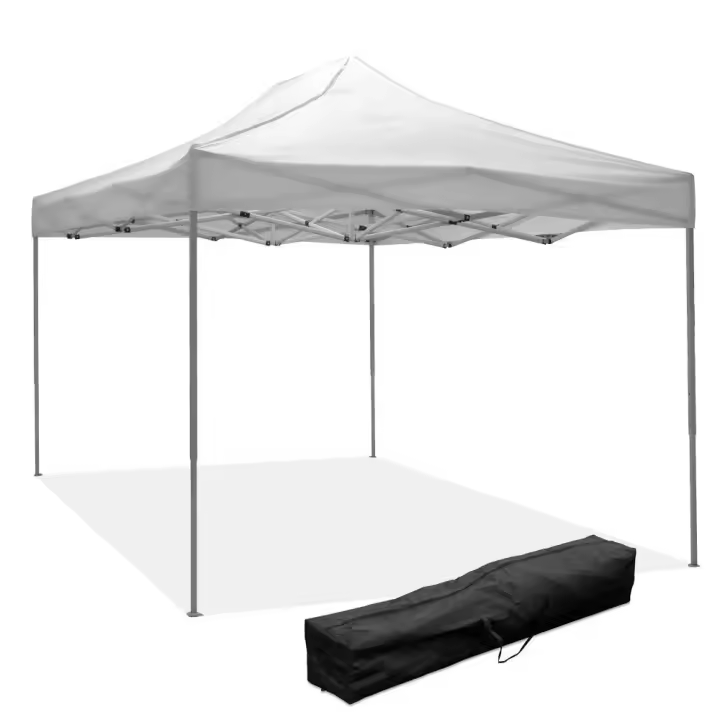Cenador plegable 3X4.5 Blanco Vestido en PVC impermeable - 1