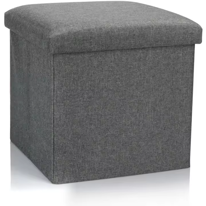 GREATOOL Puff Banco Otomano de Almacenamiento, 31x31x31cm, Plegablecon Cubierta, Juguetes y Zapatos, Otomano de Puff, Asiento, Reposapiés - 1