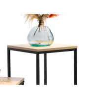 STARLEY-Urban Living - Juego de 2 mesas auxiliares de metal con tapa de madera - Diseño industrial,74x34x34cm / 54x30x30cm - details 2