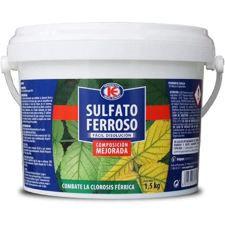 Sulfato Ferroso 1.5kg: Solución Eficaz para la Clorosis Férrica y el musgo de las plantas. Soluble en agua- Impex Europa - 1