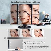 Espejo De Maquillaje LED Trifold Con Pantalla Táctil Iluminado Y Magnificación 1x/2x/3x Estación De Trabajo USB Para Belleza - details 1