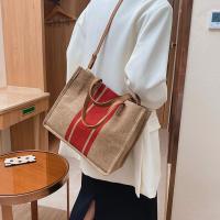 Bolso De Mano De Lona Simple Con Rayas Para Mujer Gran Capacidad Casual Bolso De Hombro Y Cruzado Con Asa Superior - details 5