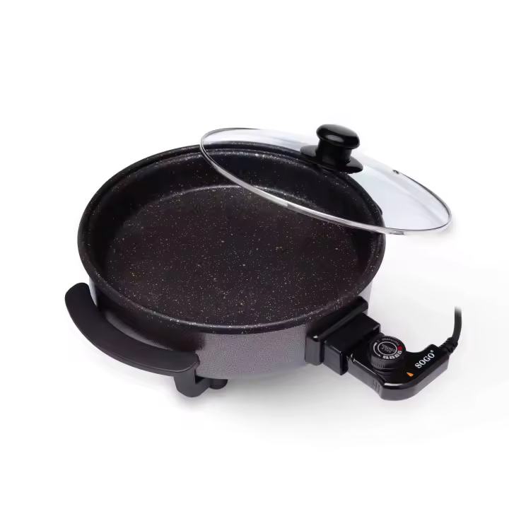 Multi cazuela Sogo Paellera Pizza Pan - Tapa Cristal - 32Cm X 5Cm Fondo- 1500W - 1