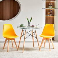 ORION91 Silla SIRIO Color Amarillo Curry Asiento Acolchado Piel Sintética y Patas Haya 54x81x48cm Comedor Oficina Salón Teletrabajo Cocina - SpazioLuzio - details 0