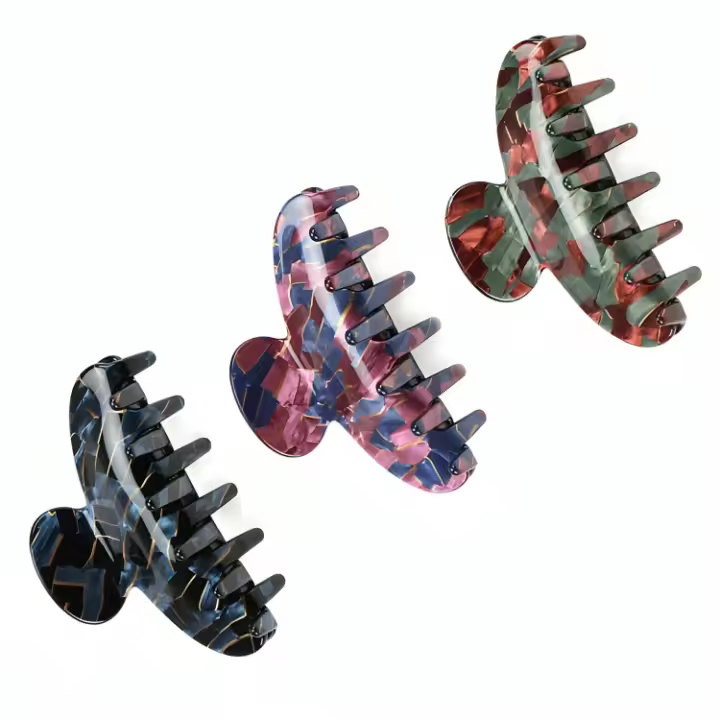 TRESSDY Pinzas Cabello Elegancia y Resistencia Look Precioso y Duradero Estampado Original - Varias Opciones de Color Pack de 3 Clips de Cabello de Plástico - 1