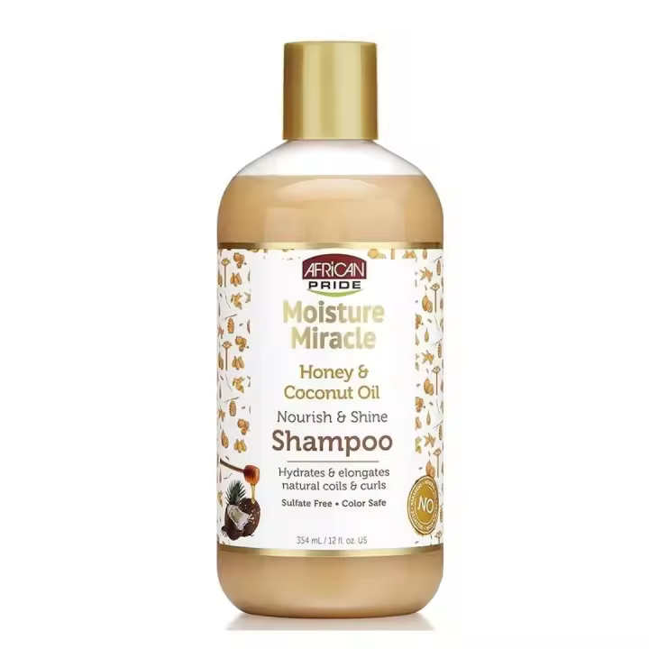 CasaSofia- African Pride Moisture Miracle Honey & Coconut Oil Shampoo 354ml. - Mezcla de Miele y Aceite de Coco - Limpieza Profundo sin Resecar. Champú sin surfato - 1
