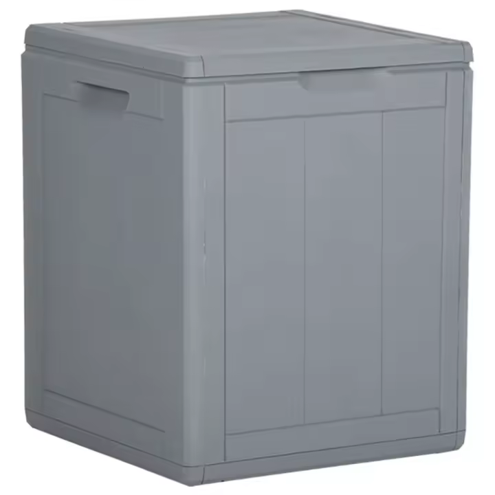vidaXL Caja de almacenaje para jardín 90L PP ratán gris - 1