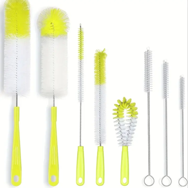 Cepillo De Paja 8pcs Para Limpieza De Cocina Multifuncional Eliminación De Manchas De Té Sin Esquinas Muertas Para Botella De Agua Y Taza De Té - 1