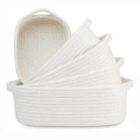 Cesta de almacenamiento de cuerda de algodón, cesta de almacenamiento trenzada de algodón, 3 cestas de estante decorativos contenedores Organizadores de cesta para juguetes para bebés, decoración de la habitación regalo - details 0