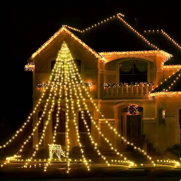 Luz De Navidad Para Árbol Y Decoración De Fiesta Con 180 LEDs En Forma De Catarata Y Árboles Con Enchufe USB 8 Modos Para Ventanas Y Cortinas - 1