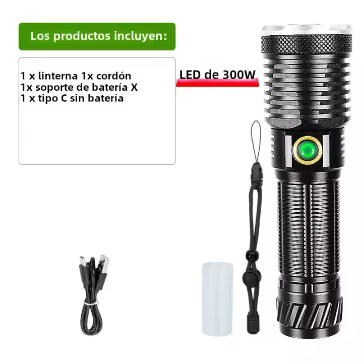 Linterna Recargable De Doble Fuente De Luz Nueva 500W LED Amarilla Potente Torcha 110000LM Alta Potencia Con Luz LED Y Recargable - 1